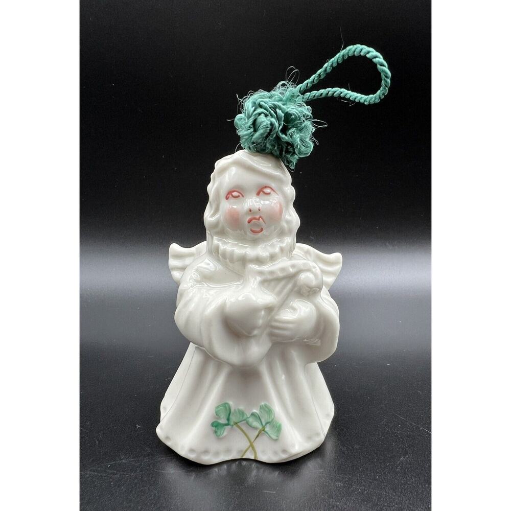 Belleek Choir of Angels Bell Christmas Ornament 3.5" Tall Ireland Angel w Harp